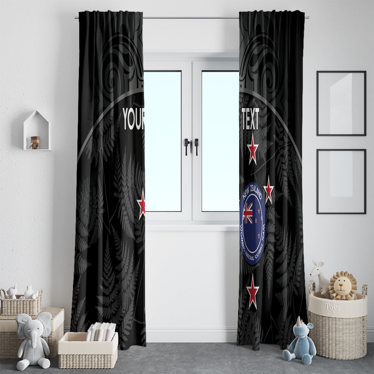 Custom New Zealand Silver Fern Football Window Curtain Summer 2024 Olympic Go Aotearoa LT14 - Polynesian Pride