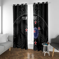 Custom New Zealand Silver Fern Football Window Curtain Summer 2024 Olympic Go Aotearoa LT14 With Grommets Black - Polynesian Pride