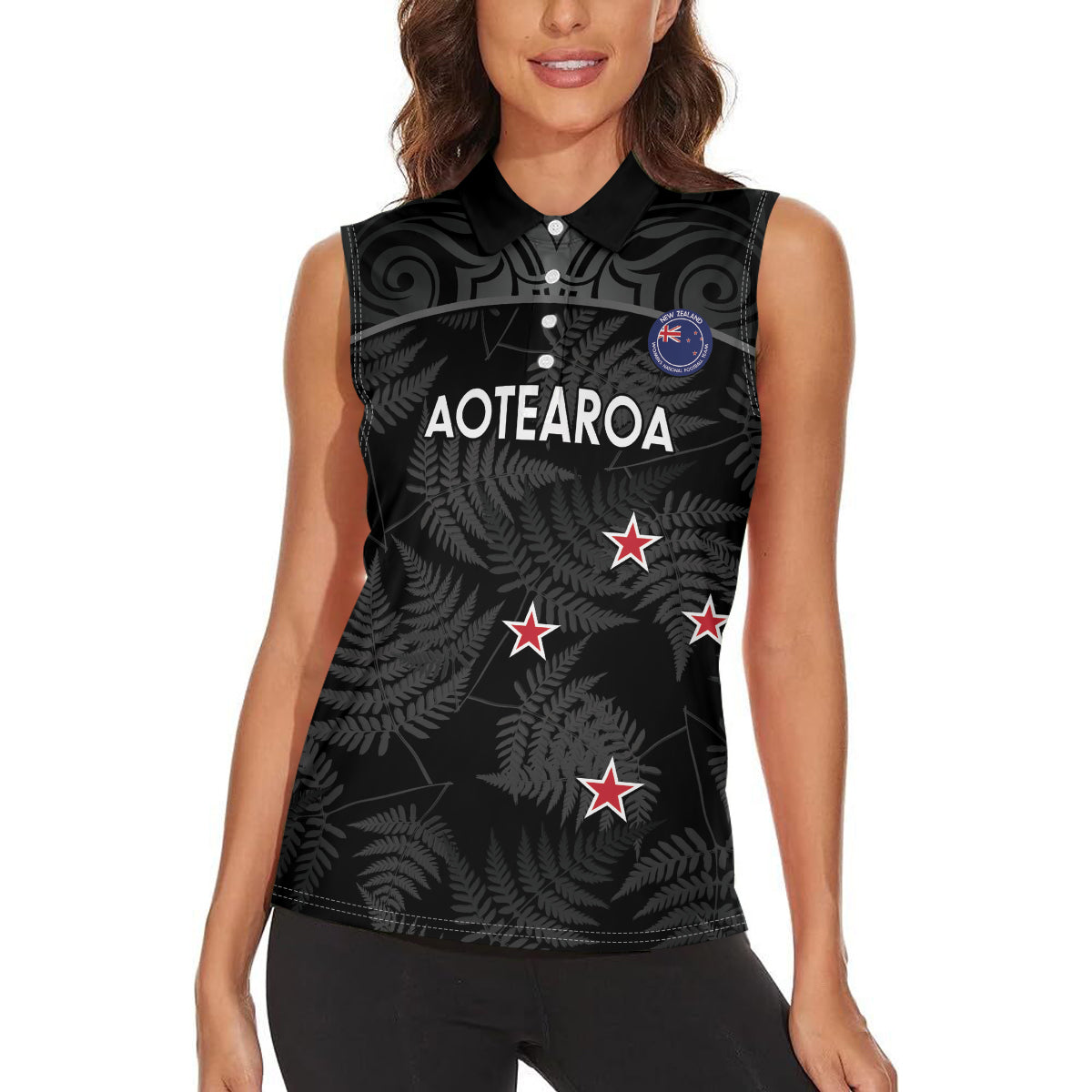Custom New Zealand Silver Fern Football Women Sleeveless Polo Shirt Summer 2024 Olympic Go Aotearoa LT14 - Polynesian Pride