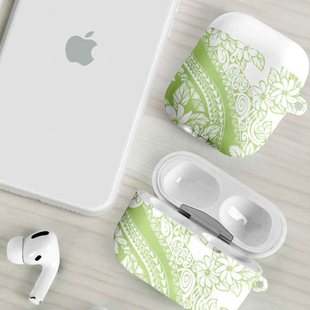 Polynesian Tiare Flower Sage Green Pastel AirPods Case