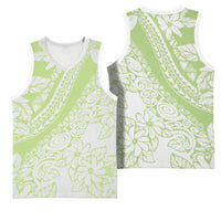 Polynesian Tiare Flower Sage Green Pastel Basketball Jersey