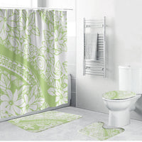Polynesian Tiare Flower Sage Green Pastel Bathroom Set