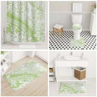 Polynesian Tiare Flower Sage Green Pastel Bathroom Set