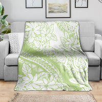 Polynesian Tiare Flower Sage Green Pastel Blanket