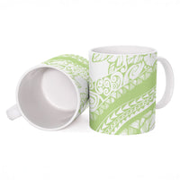 Polynesian Tiare Flower Sage Green Pastel Ceramic Mug