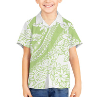 Polynesian Tiare Flower Sage Green Pastel Family Matching Long Sleeve Bodycon Dress and Hawaiian Shirt LT14 Son's Shirt Sage Green - Polynesian Pride