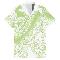 Polynesian Tiare Flower Sage Green Pastel Family Matching Off The Shoulder Long Sleeve Dress and Hawaiian Shirt LT14 Dad's Shirt - Short Sleeve Sage Green - Polynesian Pride