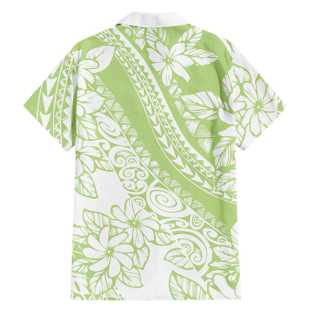 Polynesian Tiare Flower Sage Green Pastel Family Matching Tank Maxi Dress and Hawaiian Shirt LT14 - Polynesian Pride