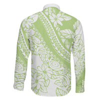 Polynesian Tiare Flower Sage Green Pastel Family Matching Tank Maxi Dress and Hawaiian Shirt LT14 - Polynesian Pride