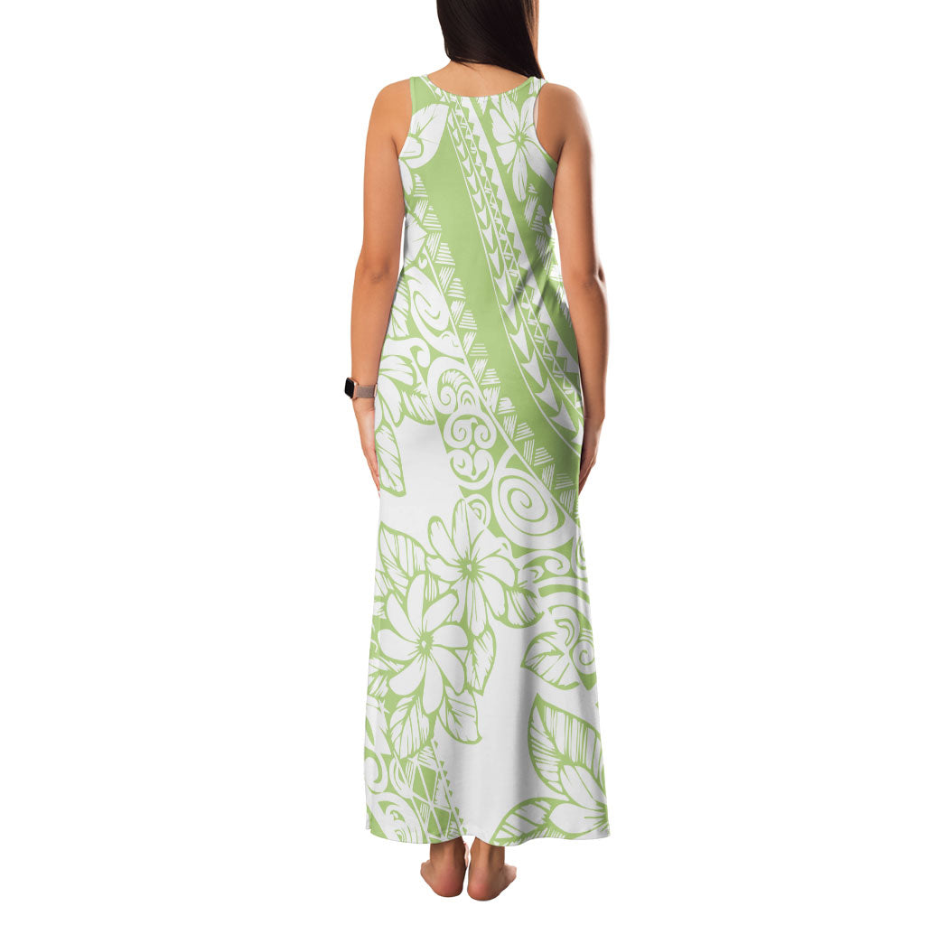 Polynesian Tiare Flower Sage Green Pastel Family Matching Tank Maxi Dress and Hawaiian Shirt LT14 - Polynesian Pride