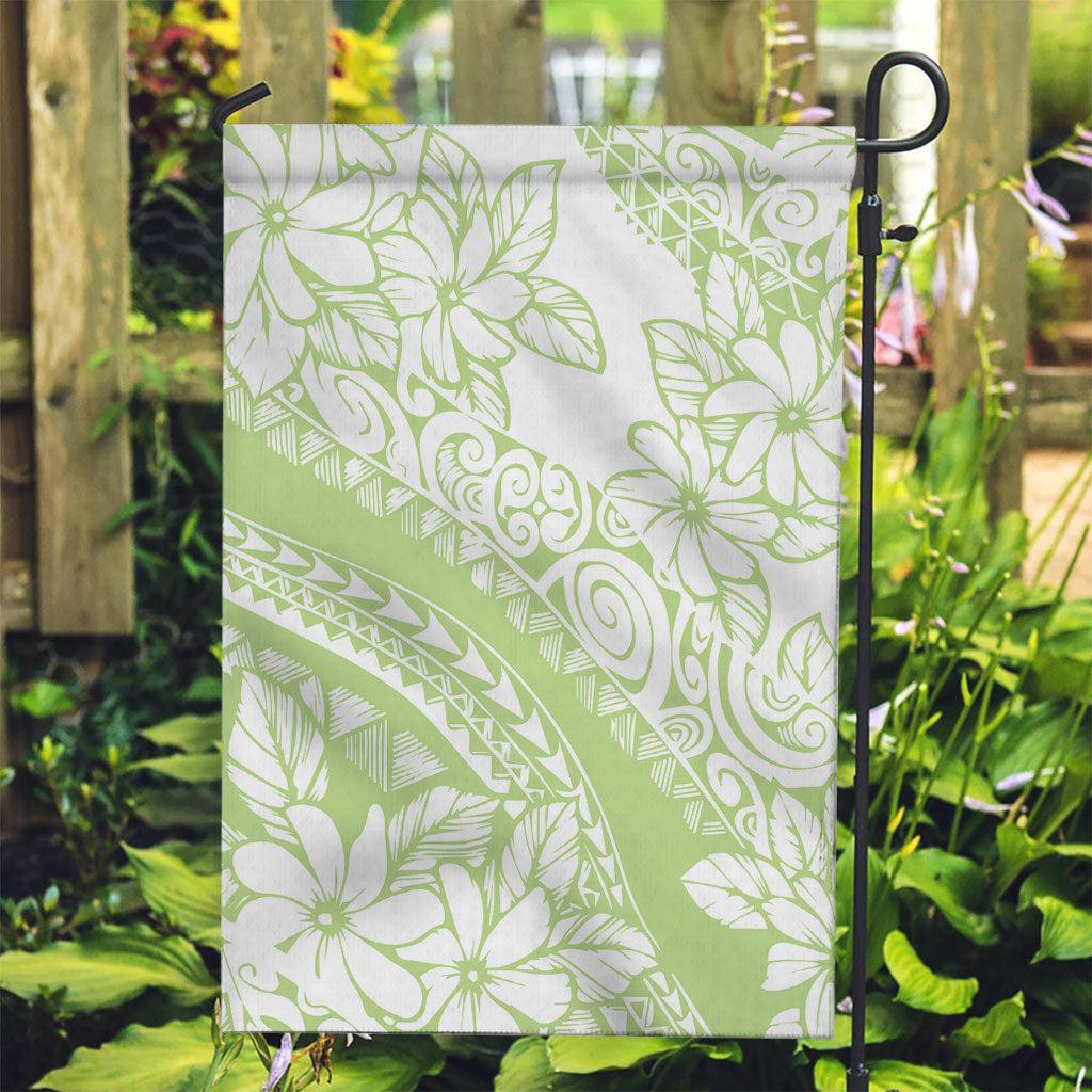 Polynesian Tiare Flower Sage Green Pastel Garden Flag