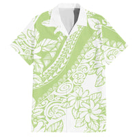 Polynesian Tiare Flower Sage Green Pastel Hawaiian Shirt