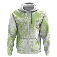 Polynesian Tiare Flower Sage Green Pastel Hoodie LT14 Zip Hoodie Sage Green - Polynesian Pride