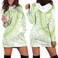 Polynesian Tiare Flower Sage Green Pastel Hoodie Dress