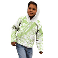 Polynesian Tiare Flower Sage Green Pastel Kid Hoodie