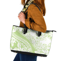 Polynesian Tiare Flower Sage Green Pastel Leather Tote Bag LT14 Sage Green - Polynesian Pride
