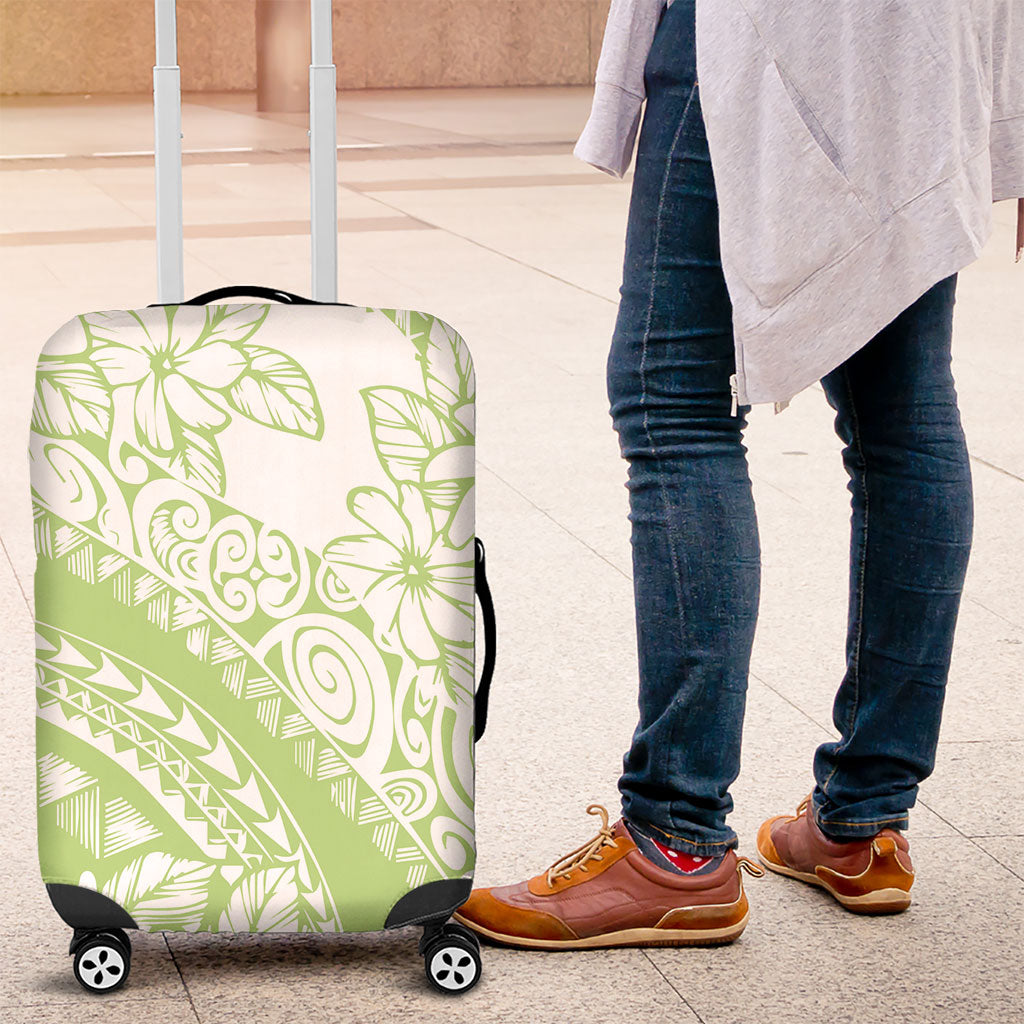 Polynesian Tiare Flower Sage Green Pastel Luggage Cover