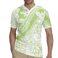 Polynesian Tiare Flower Sage Green Pastel Rugby Jersey