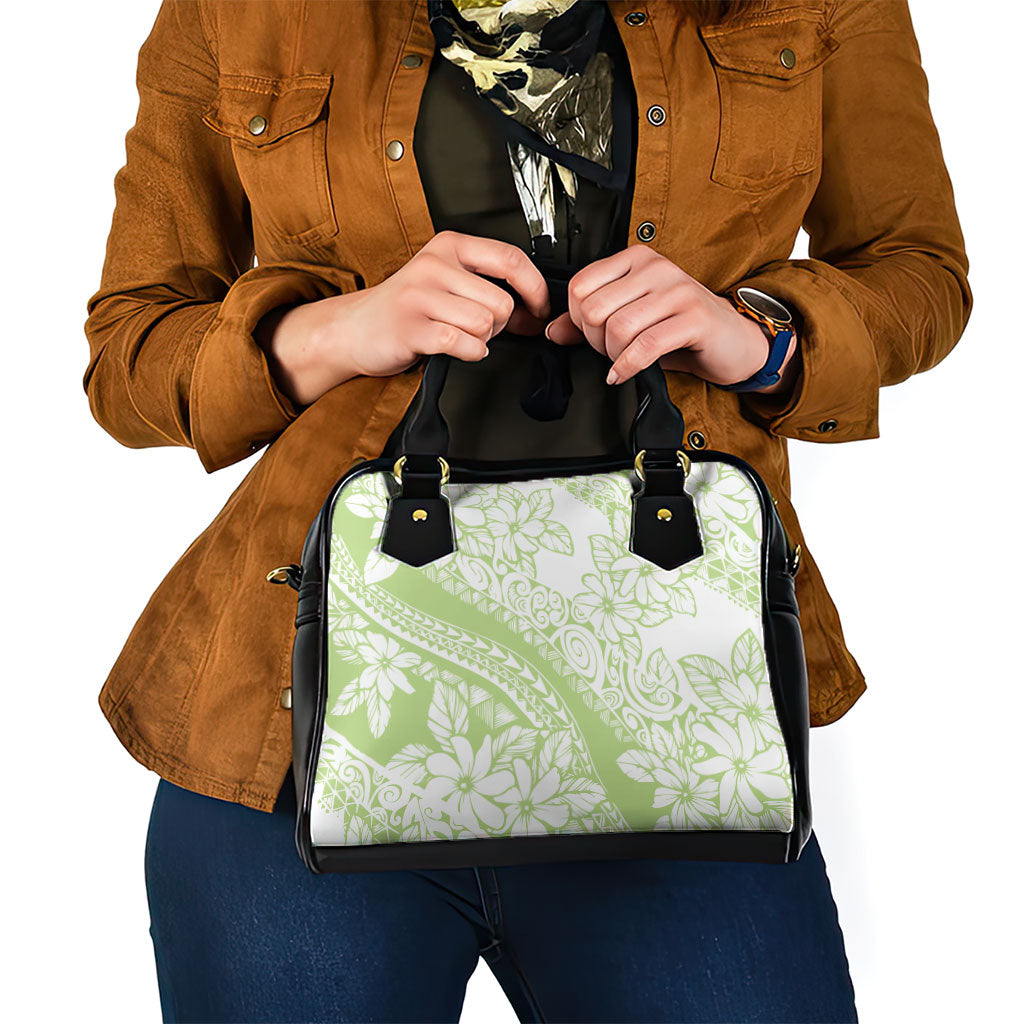 Polynesian Tiare Flower Sage Green Pastel Shoulder Handbag
