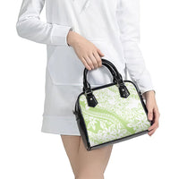 Polynesian Tiare Flower Sage Green Pastel Shoulder Handbag