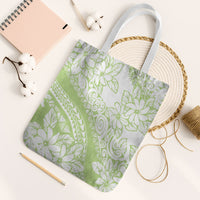 Polynesian Tiare Flower Sage Green Pastel Tote Bag