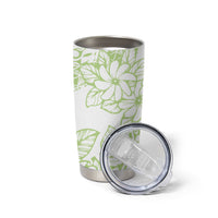 Polynesian Tiare Flower Sage Green Pastel Tumbler Cup