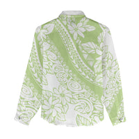 Polynesian Tiare Flower Sage Green Pastel Women Casual Shirt LT14 - Polynesian Pride