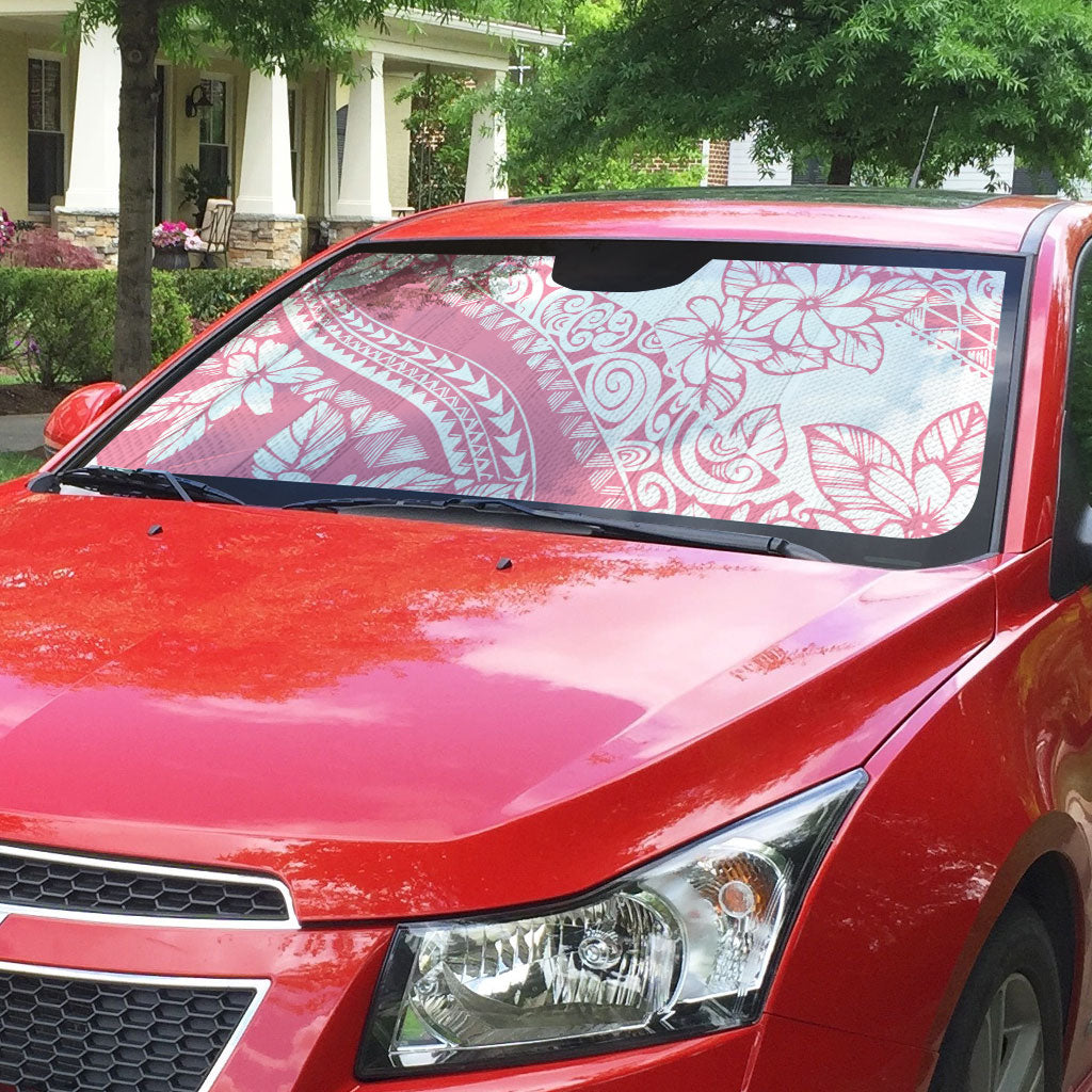 Polynesian Tiare Flower Pink Pastel Vibes Auto Sun Shade