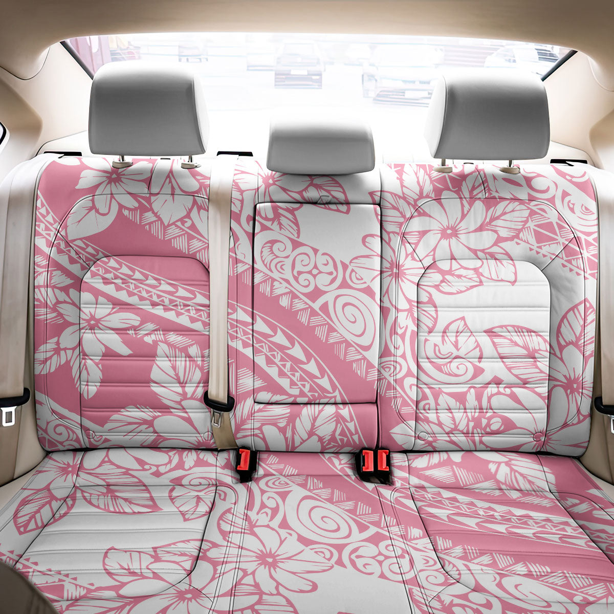 Polynesian Tiare Flower Pink Pastel Vibes Back Car Seat Cover