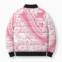 Polynesian Tiare Flower Pink Pastel Vibes Bomber Puffer Jacket