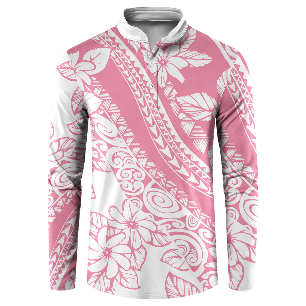 Polynesian Tiare Flower Pink Pastel Vibes Button Sweatshirt