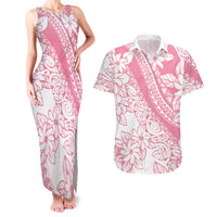 Polynesian Tiare Flower Pink Pastel Vibes Couples Matching Tank Maxi Dress and Hawaiian Shirt LT14 Pink - Polynesian Pride