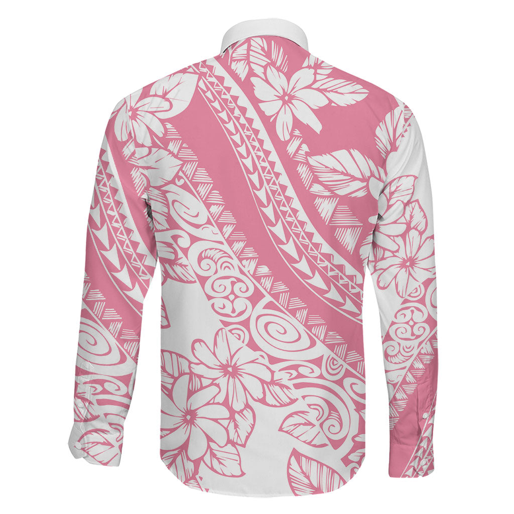 Polynesian Tiare Flower Pink Pastel Vibes Family Matching Off The Shoulder Long Sleeve Dress and Hawaiian Shirt LT14 - Polynesian Pride