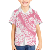 Polynesian Tiare Flower Pink Pastel Vibes Family Matching Off Shoulder Maxi Dress and Hawaiian Shirt LT14 Son's Shirt Pink - Polynesian Pride
