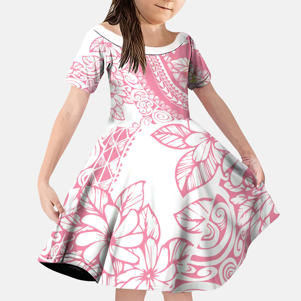 Polynesian Tiare Flower Pink Pastel Vibes Family Matching Summer Maxi Dress and Hawaiian Shirt LT14 Daughter's Dress Pink - Polynesian Pride