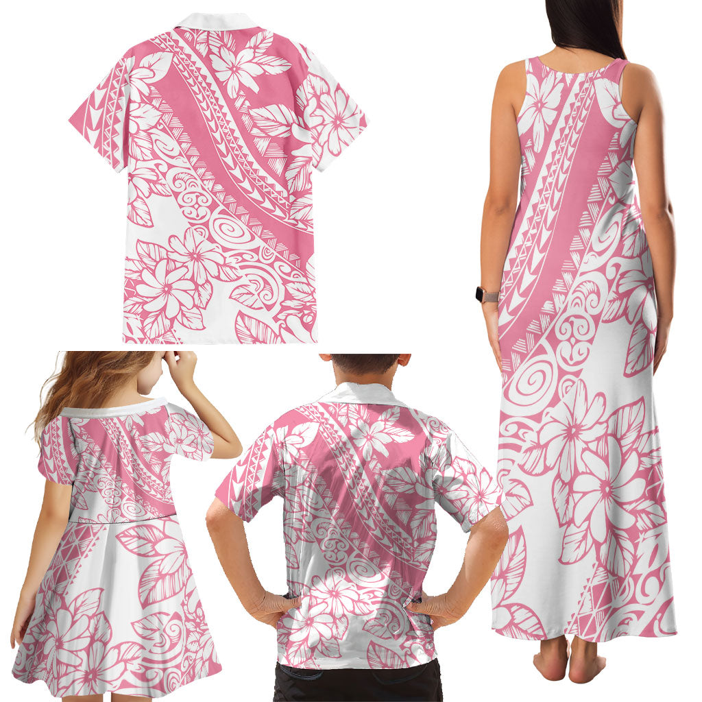 Polynesian Tiare Flower Pink Pastel Vibes Family Matching Tank Maxi Dress and Hawaiian Shirt LT14 - Polynesian Pride
