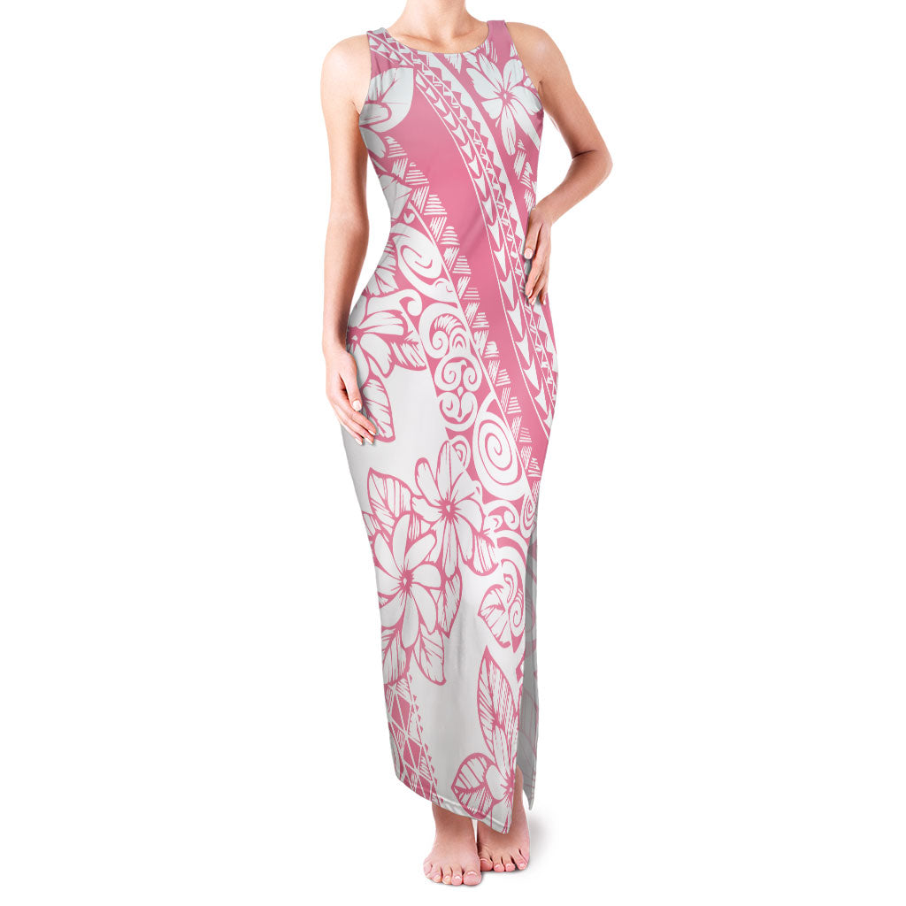 Polynesian Tiare Flower Pink Pastel Vibes Family Matching Tank Maxi Dress and Hawaiian Shirt LT14 Mom's Dress Pink - Polynesian Pride
