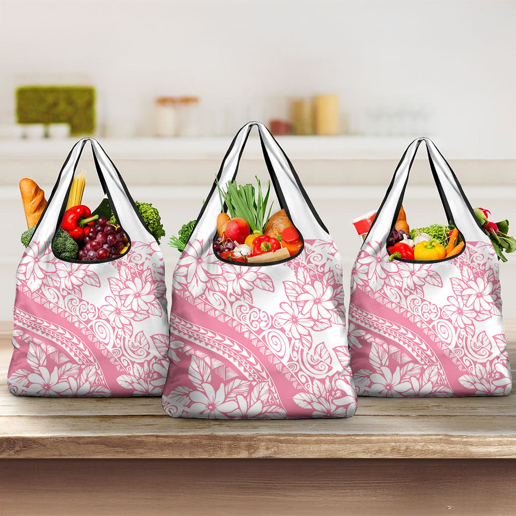 Polynesian Tiare Flower Pink Pastel Vibes Grocery Bag