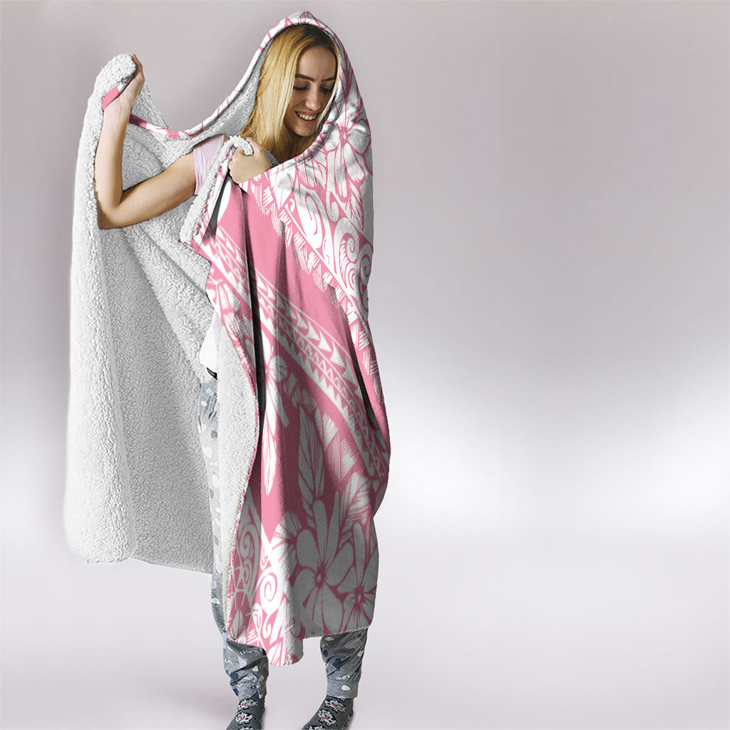 Polynesian Tiare Flower Pink Pastel Vibes Hooded Blanket
