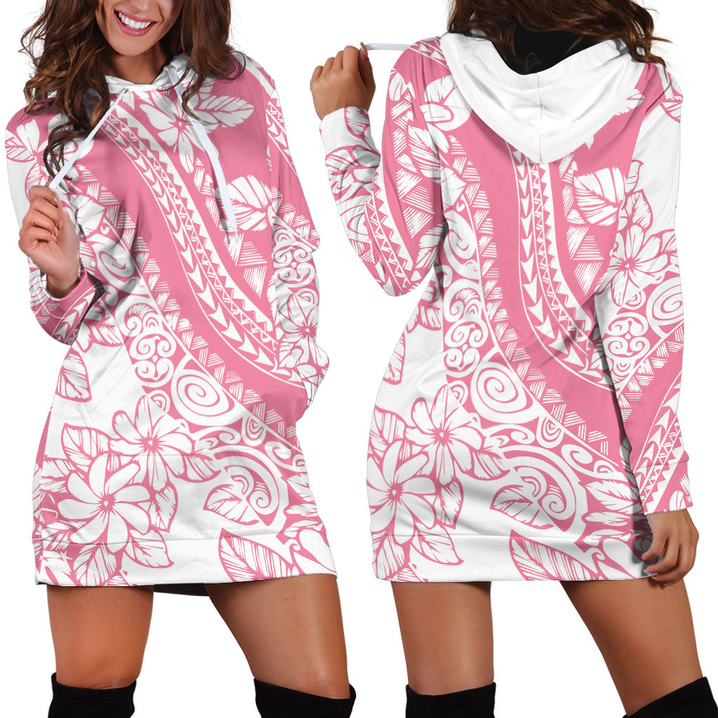 Polynesian Tiare Flower Pink Pastel Vibes Hoodie Dress