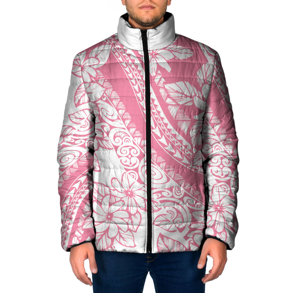 Polynesian Tiare Flower Pink Pastel Vibes Padded Jacket