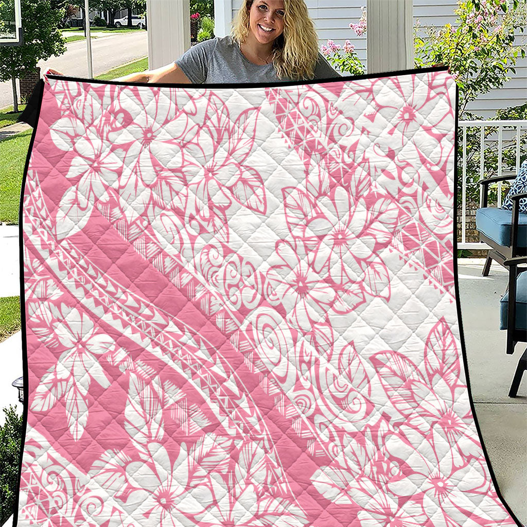 Polynesian Tiare Flower Pink Pastel Vibes Quilt