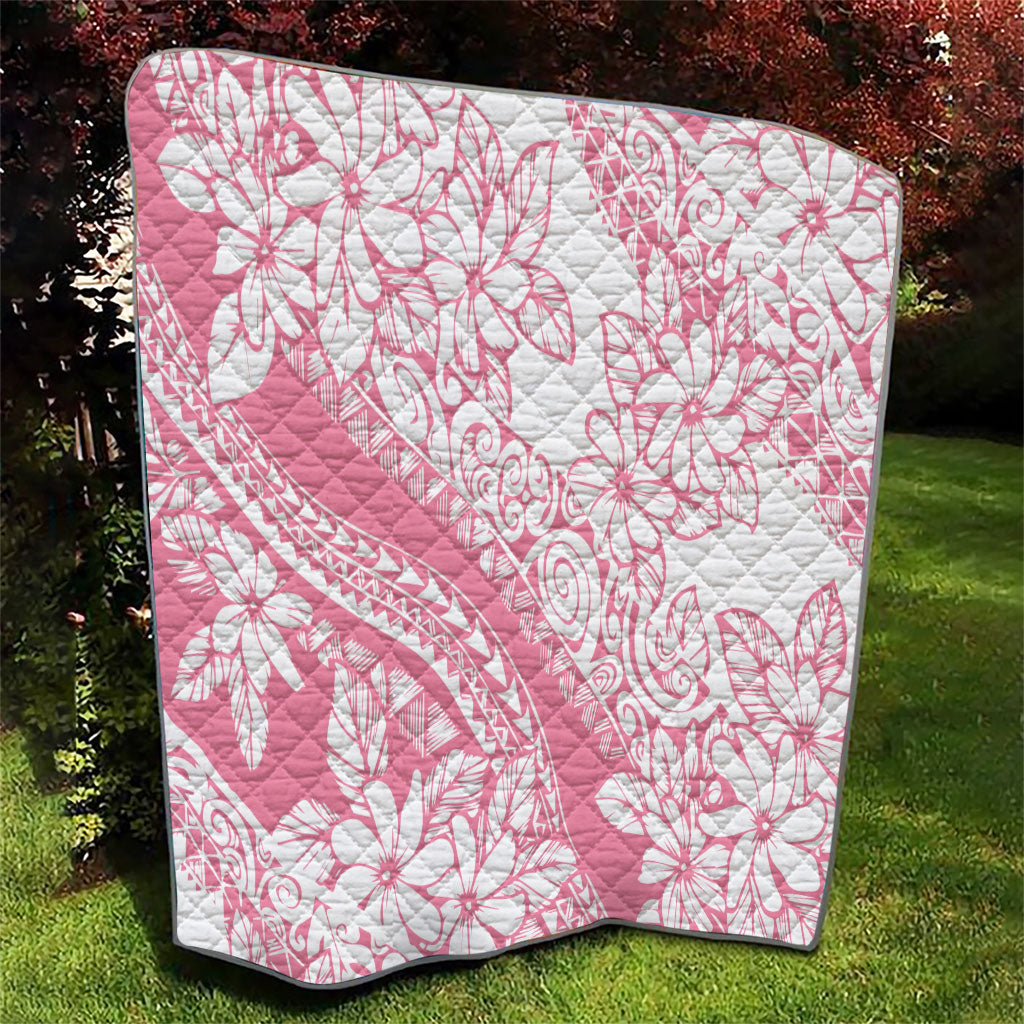 Polynesian Tiare Flower Pink Pastel Vibes Quilt
