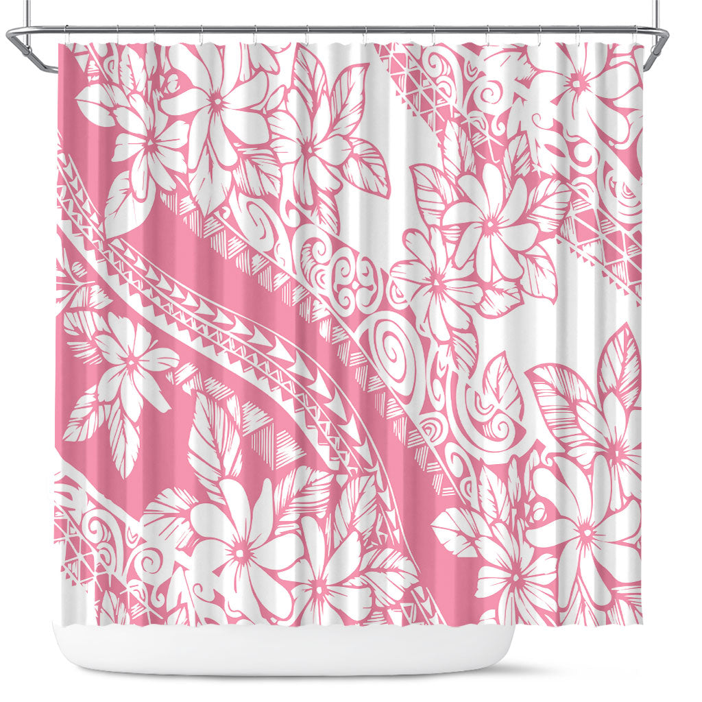 Polynesian Tiare Flower Pink Pastel Vibes Shower Curtain