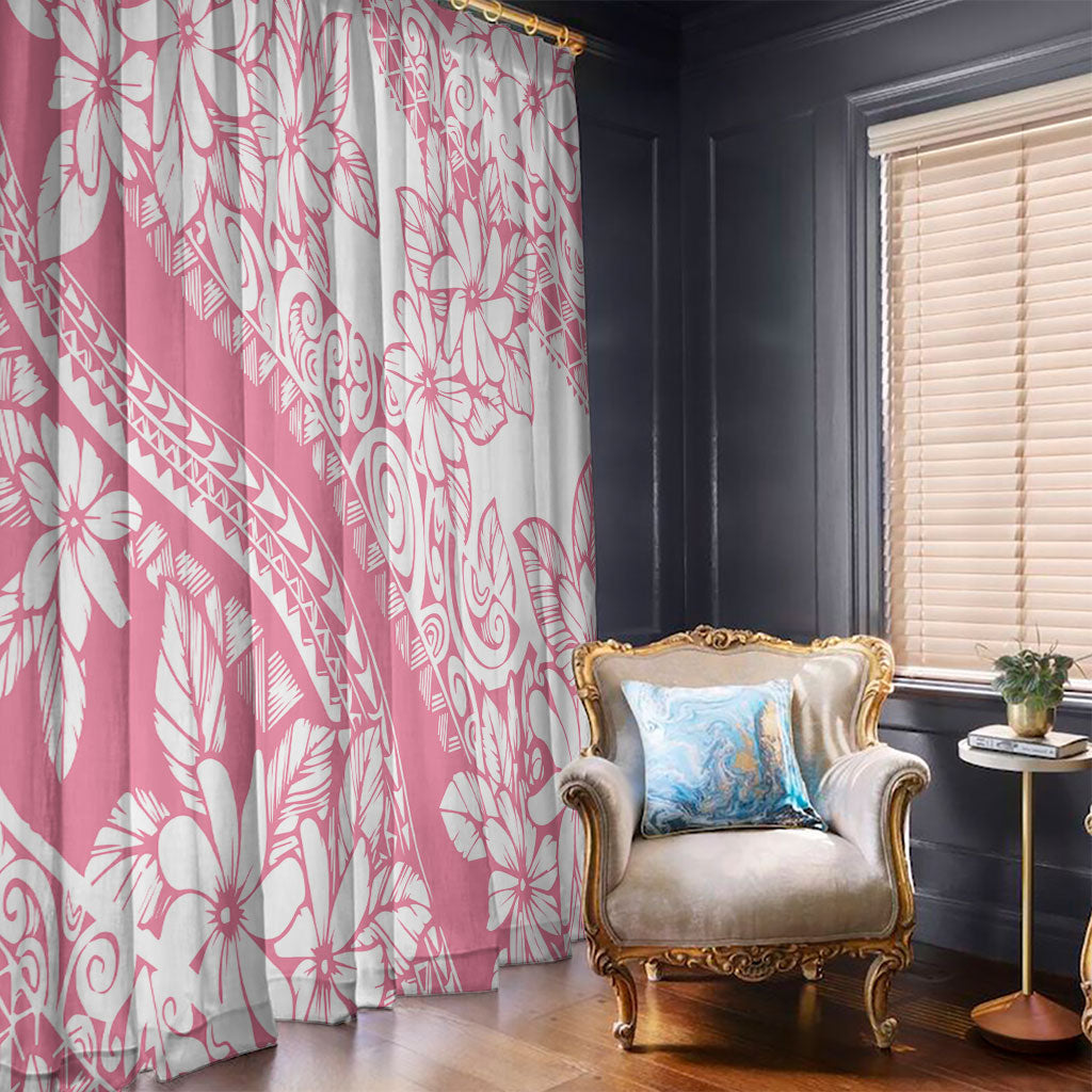 Polynesian Tiare Flower Pink Pastel Vibes Window Curtain