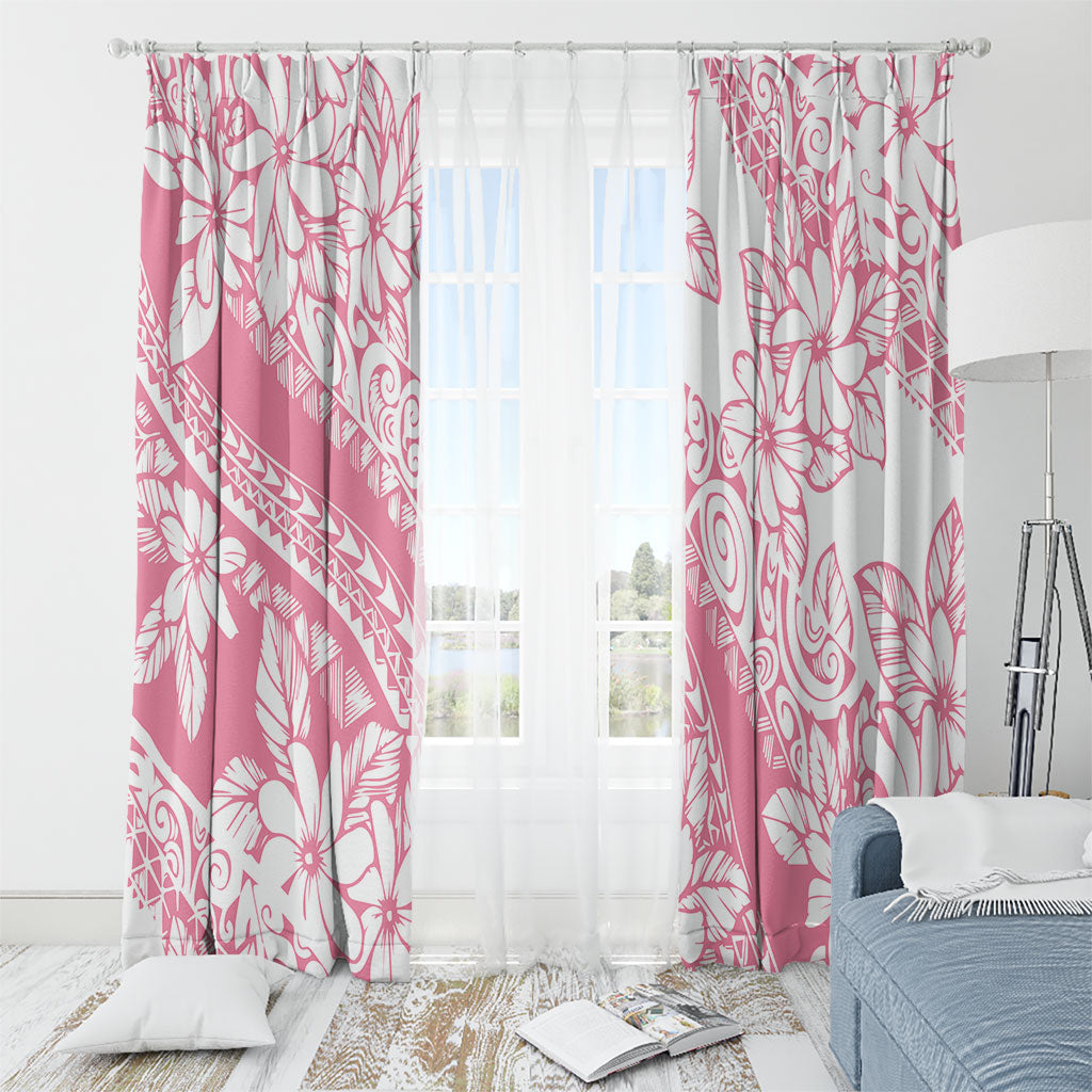 Polynesian Tiare Flower Pink Pastel Vibes Window Curtain