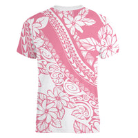 Polynesian Tiare Flower Pink Pastel Vibes Women V-Neck T-Shirt