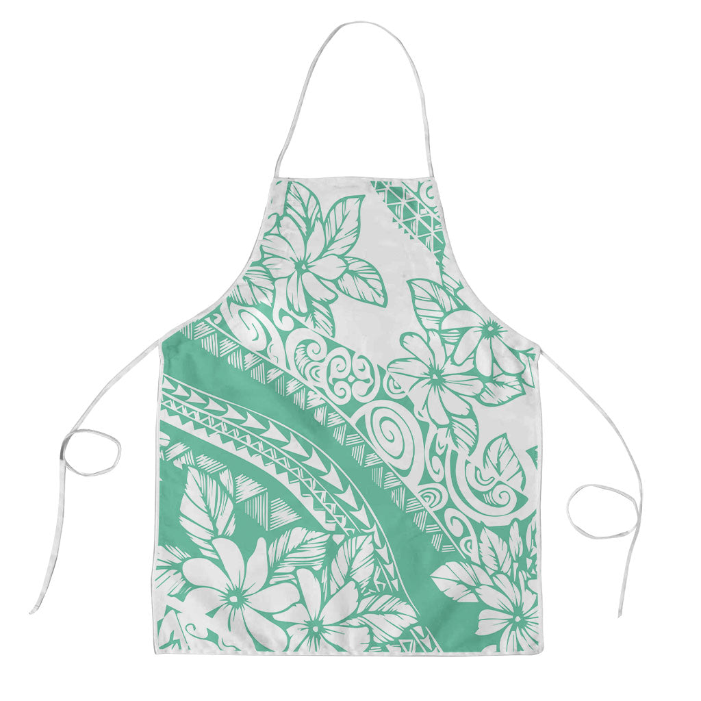Polynesian Tiare Flower Cyan Pastel Vibes Apron