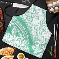 Polynesian Tiare Flower Cyan Pastel Vibes Apron