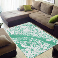 Polynesian Tiare Flower Cyan Pastel Vibes Area Rug
